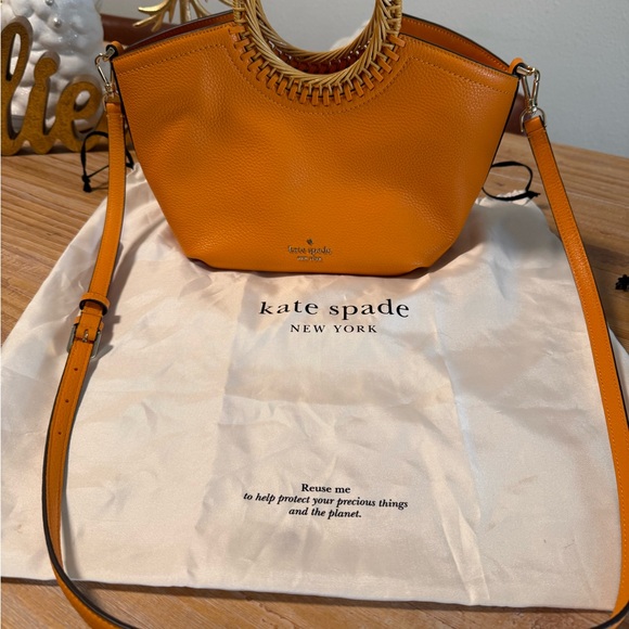 Orange Woven Handle Women's Bag - Picture 9 of 10